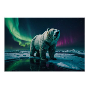 Pôster Urso Polar e Arte Aurora