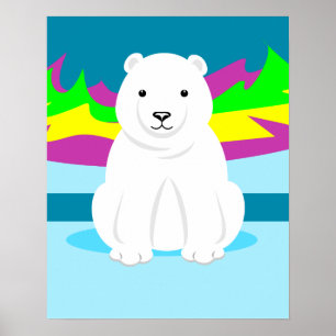 Poster Urso Polar e Aurora Boreal