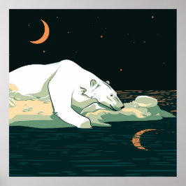 Poster Urso Polar e Lua