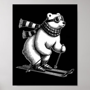 Poster Urso Polar Engraçado Ama Esquiar Na Neve De Esqui