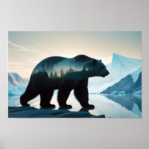 Poster Urso Polar Exposição Dupla Natureza Animal Fora