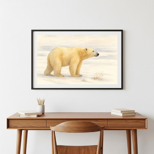 Poster Urso Polar Majestoso: Ártico de Cores Selvagens (Criador carregado)