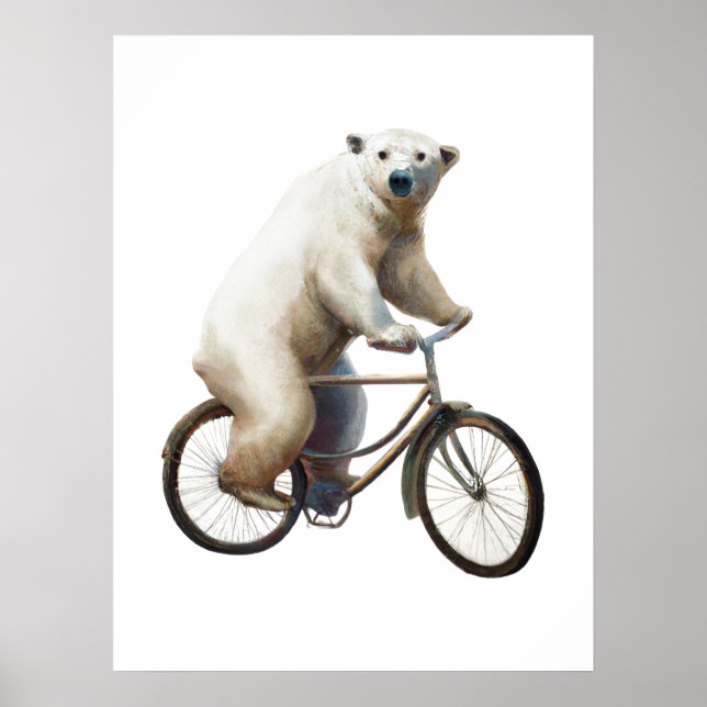 Poster Urso Polar Na Bicicleta (Frente)