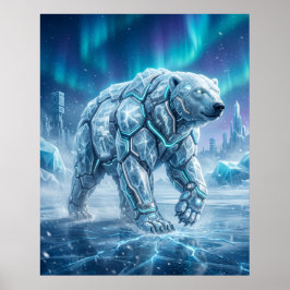 Poster Urso Polar Neon Grade Congelado