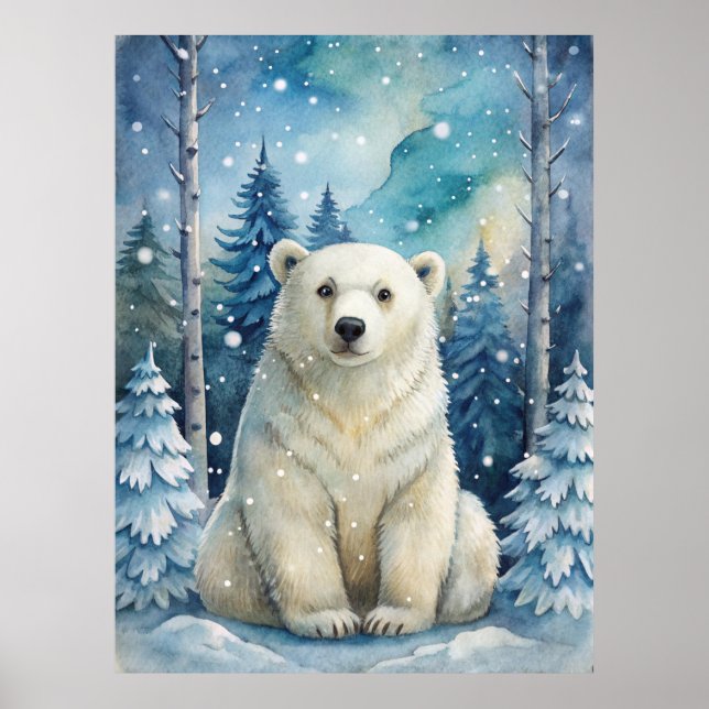 Poster Urso Polar no inverno (Frente)
