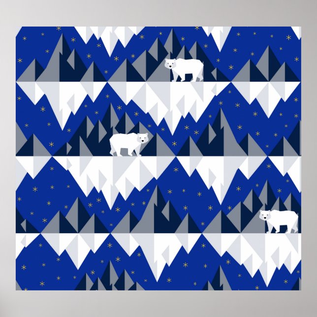 Poster Urso Polar no Padrão Iceberg Sem Olhos. (Frente)