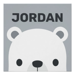 Pôster Urso Polar Pequeno e Fofo com Nome Personalizado