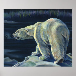 Poster Urso Polar Vintage, Animais Marinhos Árcticos