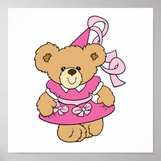 Pôster Urso Princesa Rosa Bonito