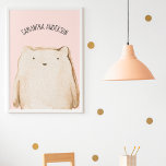 Poster Urso Rosa Rosa Pastel de Bela Moderna com Nome<br><div class="desc">Urso Rosa Rosa Pastel de Bela Moderna com Nome</div>