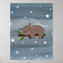 Pôster Urso Sonolento Cubo Aquecedor Trabalho de arte