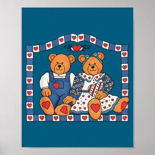 Poster Urso Teddy de Moldura Engraçada e Esnobe dos Anos 
