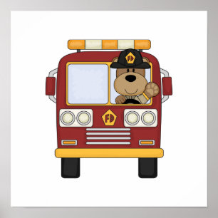 Poster Urso vermelho do carro de bombeiros