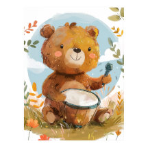 Urso Whimsical Reproduzindo Arte De Parede De Tamb