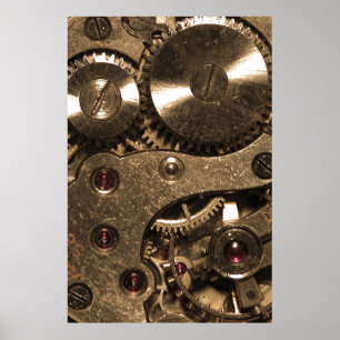 Pôster Ursos de Relógio de Metal Steampunk