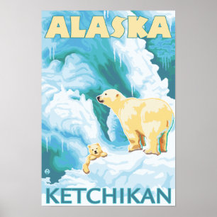 Poster Ursos polares & Cub - Ketchikan, Alaska