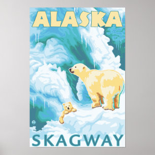 Pôster Ursos polares & Cub - Skagway, Alaska