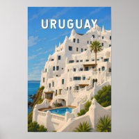 Uruguai Casapueblo Ilustração Arte de Viagem Vinta