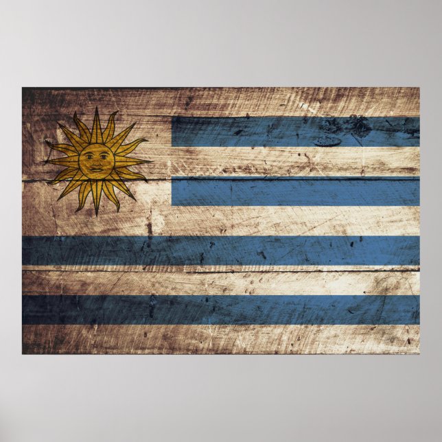 Poster Uruguai Flag no Velho Grão de Madeira (Frente)
