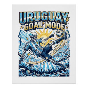 Pôster Uruguai Modo Gol Esqueleto Atacante Nações Dinâmic