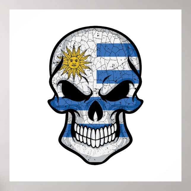 Poster Uruguai Smiling Skull Flag (Frente)