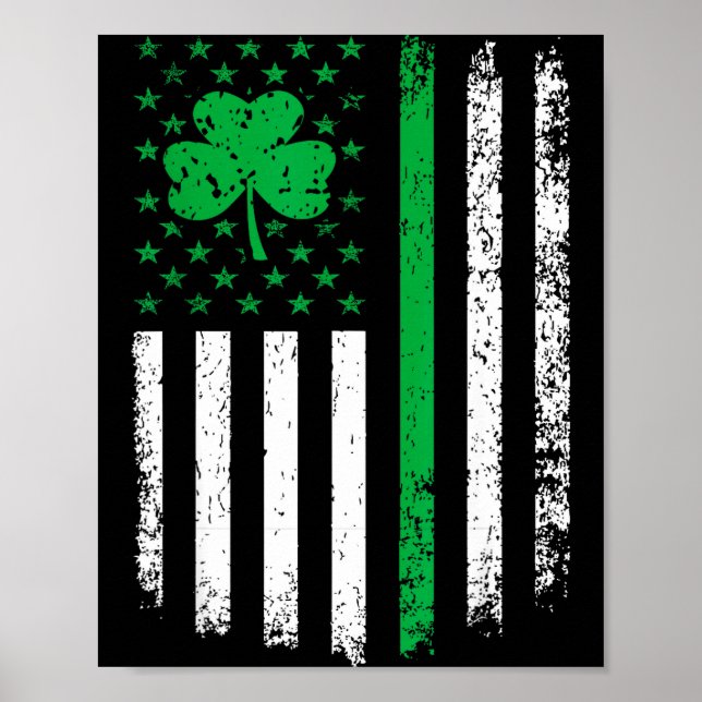 Poster Us american flag with shamrocks for st patricks da (Frente)