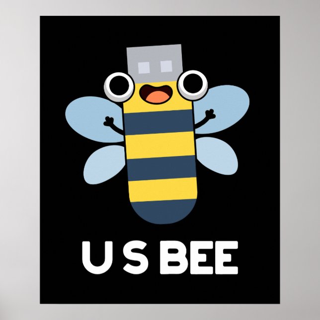 Poster US Bee Funny USB Technical Pun Dark BG (Frente)