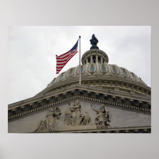 Poster US Capitólio Building with American Flag - East (Frente)