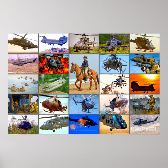 POSTER US CAVALRY AVIATION "MONTAGE" (Frente)