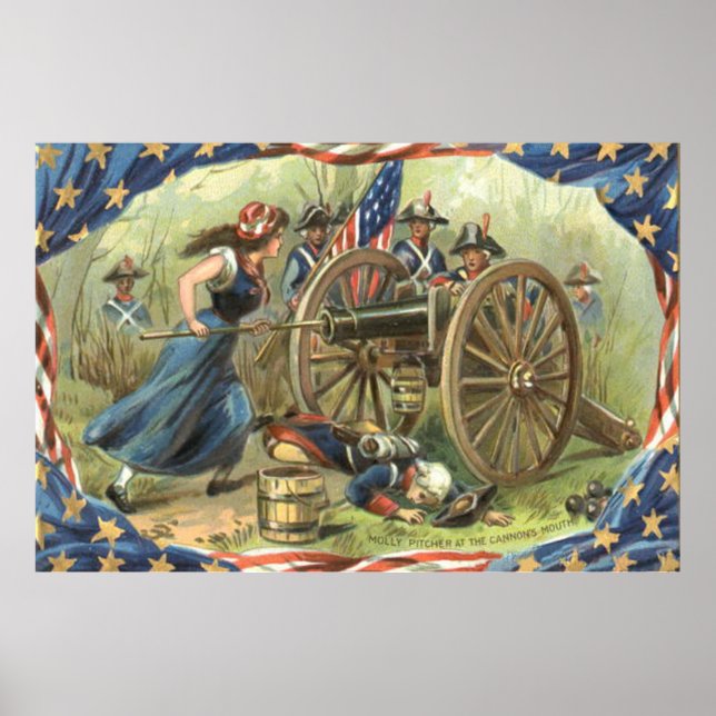 Pôster US Flag Molly Pitcher Cannon (Frente)