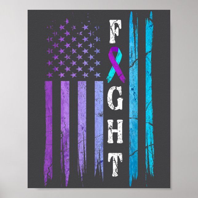 Poster Us Flag Suicide Prevention Awareness Fight Wear Pu (Frente)