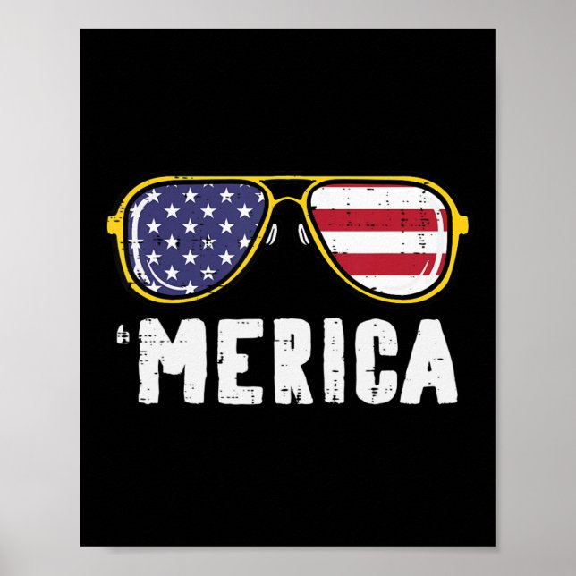 Poster US Flag Sunglass Merica Memorial Day Men W (Frente)