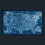 Poster US Map Blueprint<br><div class="desc">US Map Blueprint. Artist: Vision Studio. Image ID: 92329Z.</div>