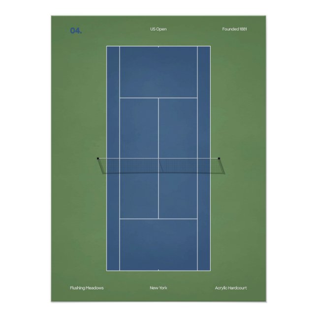 Pôster US Open Tennis Court Illustration (Frente)