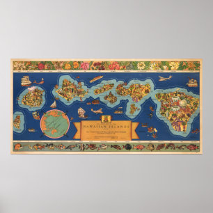 Poster " USA: 1937 Hawaii - DOLE Pineapple Map ...