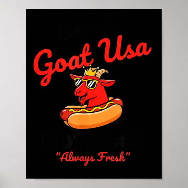Poster Usa Famous Goat Usa Hot Dogs, Funny American Bbq & (Frente)