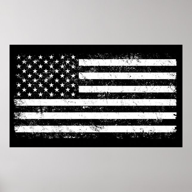 Poster USA Flag, Black and White (Frente)