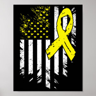 Poster USA Flag Chilhood Cancer Awarness Family Support (