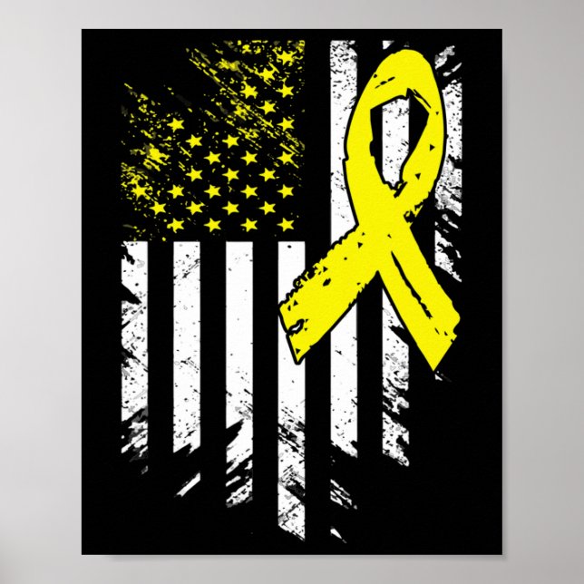 Poster USA Flag Chilhood Cancer Awarness Family Support ( (Frente)
