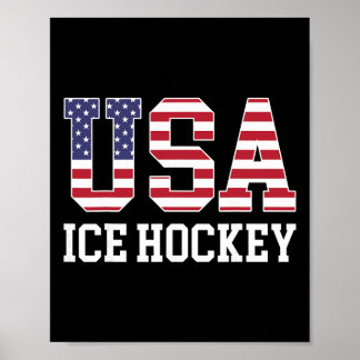 Poster Usa Flag Hockey Player - American Usa Ice Hockey 