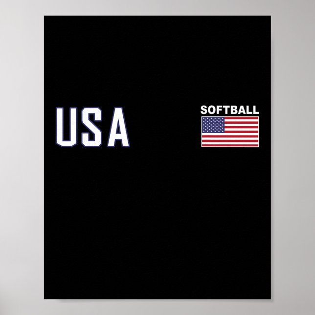 Poster Usa Flag Softll Team Equipment Women Men Softll  (Frente)