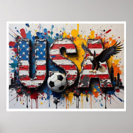 Poster USA Football Citiscape Oil Painting Style Art