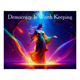 Pôster USA Lady Liberty Democracy Is Worth Keeping