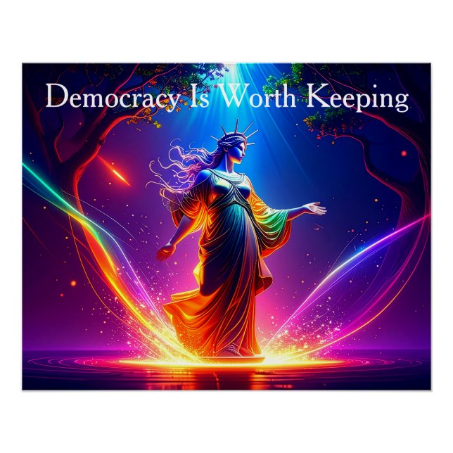 Pôster USA Lady Liberty Democracy Is Worth Keeping (Frente)