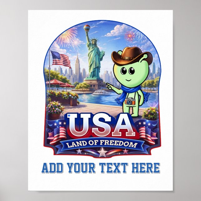 Poster USA Land of Freedom Cute Travel Badge  (Frente)