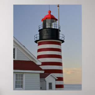 Pôster USA, Maine, Lubec. West Quoddy Head Lighthouse,