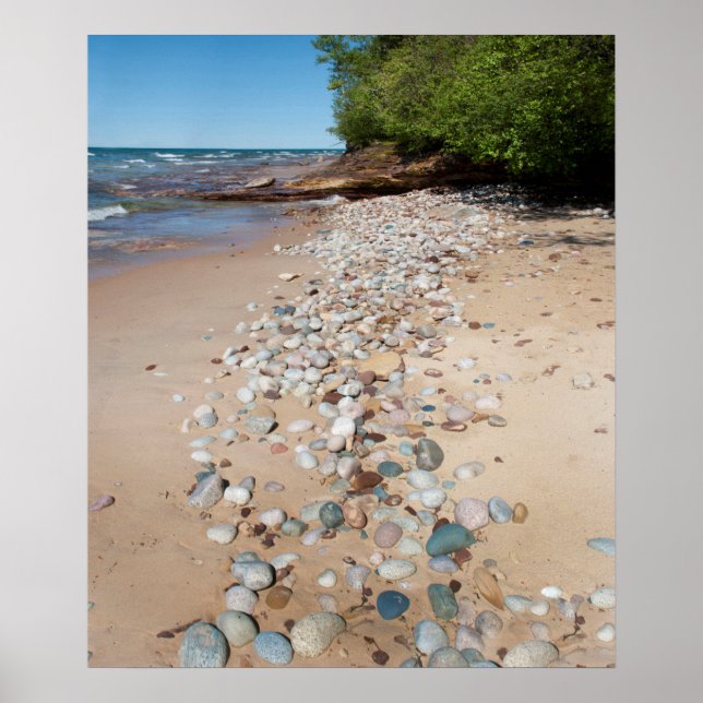 Poster USA, Michigan. Pebbles Along 12 Mile Beach (Frente)