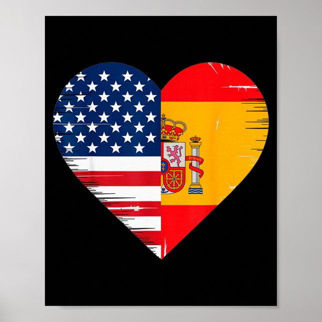 Poster Usa Spain Heart - Dual Citizenship  (Frente)