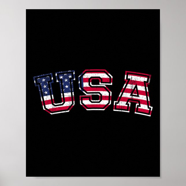Poster Usa T Shirt Patriotic American Flag Men Women Kids (Frente)
