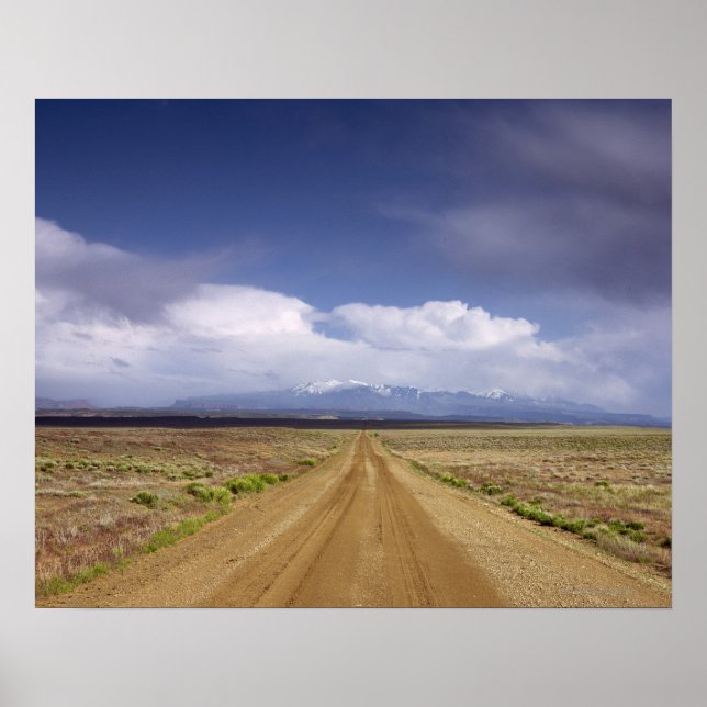 Poster USA, Utah, Dirt road crossing landscape (Frente)